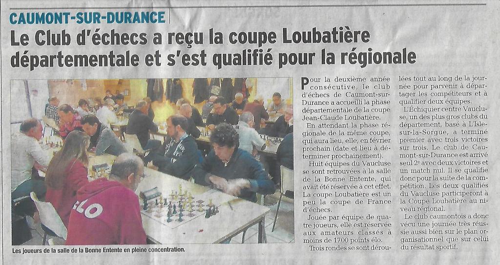 Article paru dans Vaucluse Matin le 15 décembre 2018