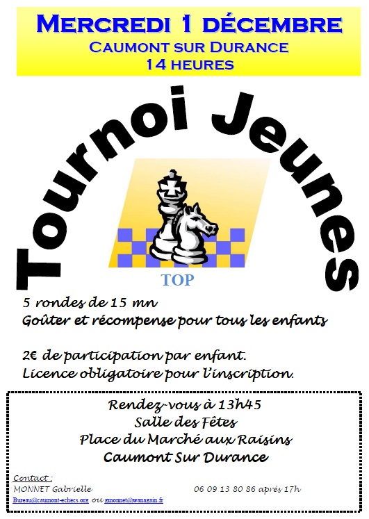 1 décembre 2010 : Tournoi Jeunes à la salle des fêtes de Caumont