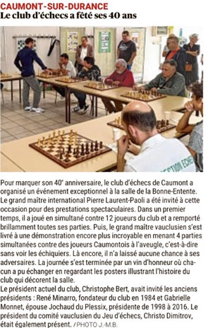 Article paru dans La Provence le 13 octobre 2024