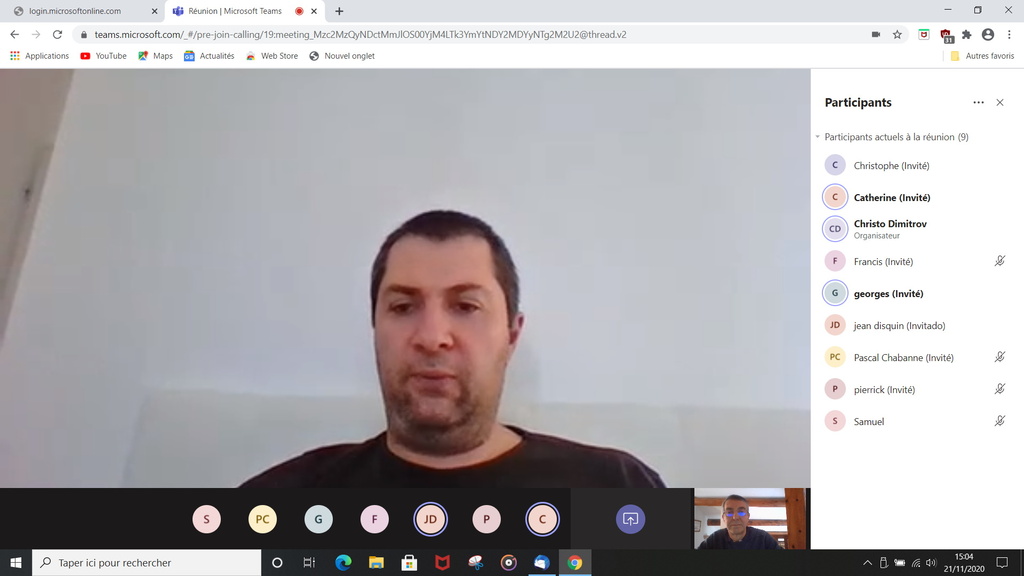 Capture d'écran lors de la visioconférence du 21 novembre 2020