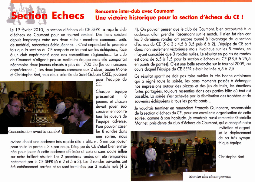Journal du C.E. SEPR de mai 2010